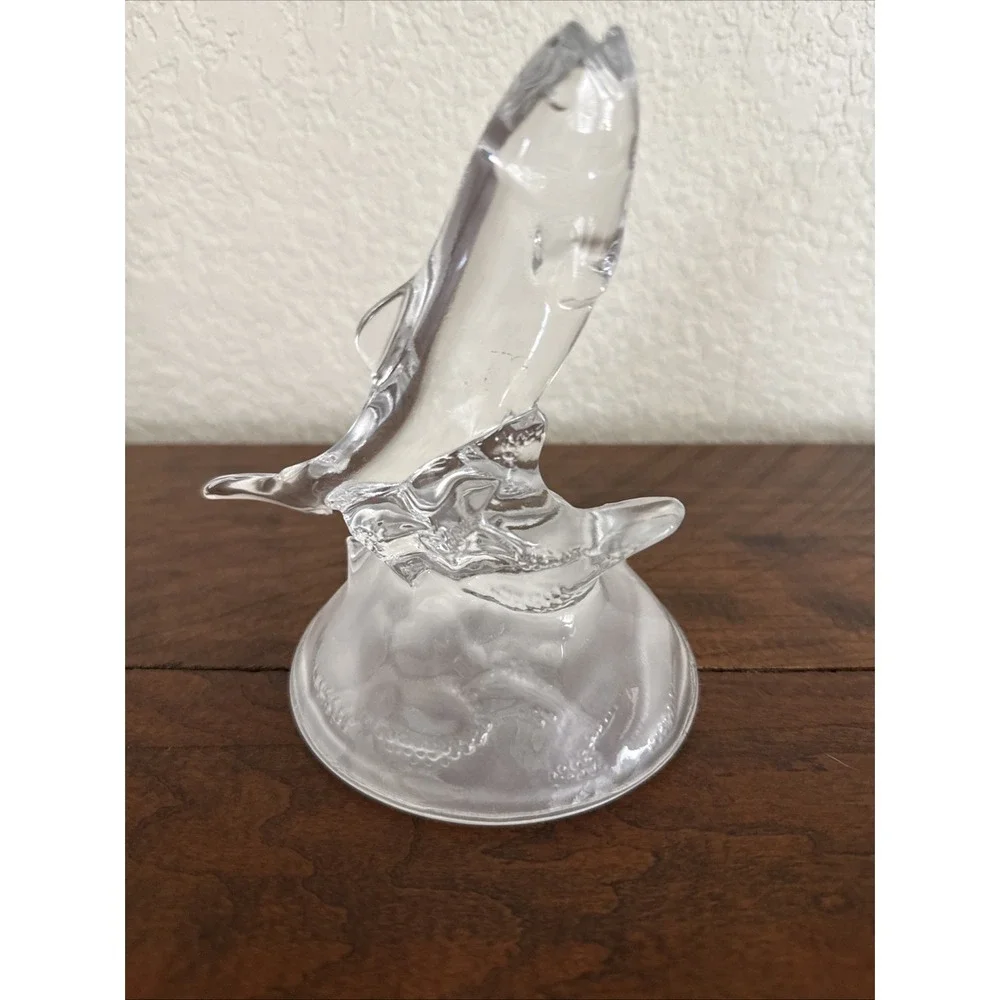 Cristal D'Arques-Durand Jumping Trout on Frosted Dome Base Figurine Fish